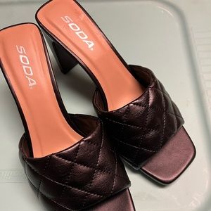 Soda Black faux stitched leather heels